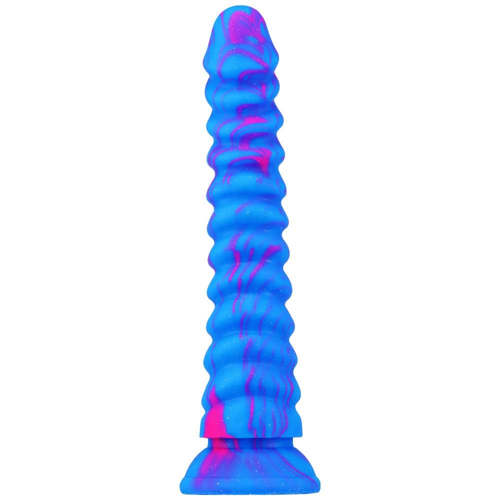 Spiral Ribbed Silicone Dildo 8.5 in - Fantasy Monster Dildo