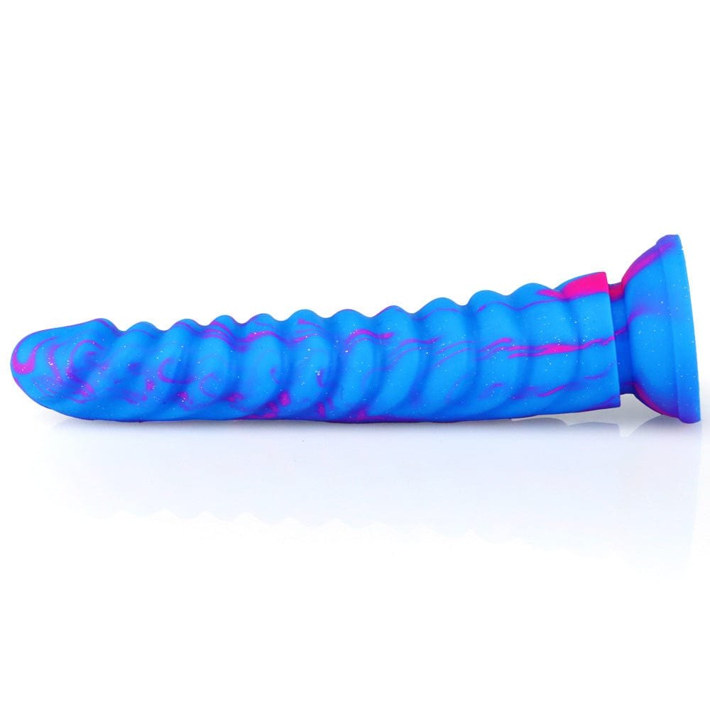 Spiral Ribbed Silicone Dildo 8.5 in - Fantasy Monster Dildo