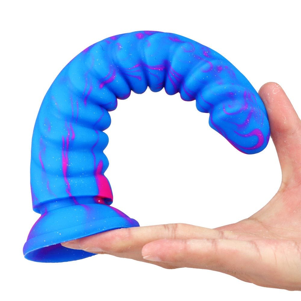 Spiral Ribbed Silicone Dildo 8.5 in - Fantasy Monster Dildo