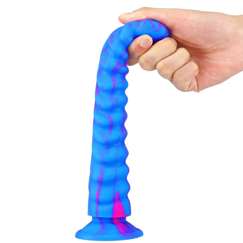 Spiral Ribbed Silicone Dildo 8.5 in - Fantasy Monster Dildo