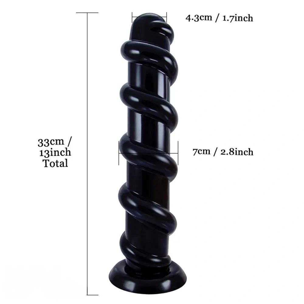 Spiral Suction Cup Dildo 13 in - Suction Cup Dildo