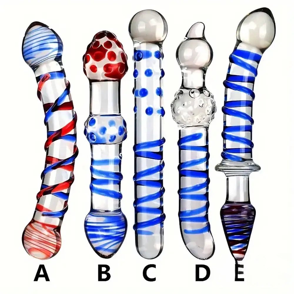 Spiral Swirl Glass Dildo - Clear Glass Dildo Set