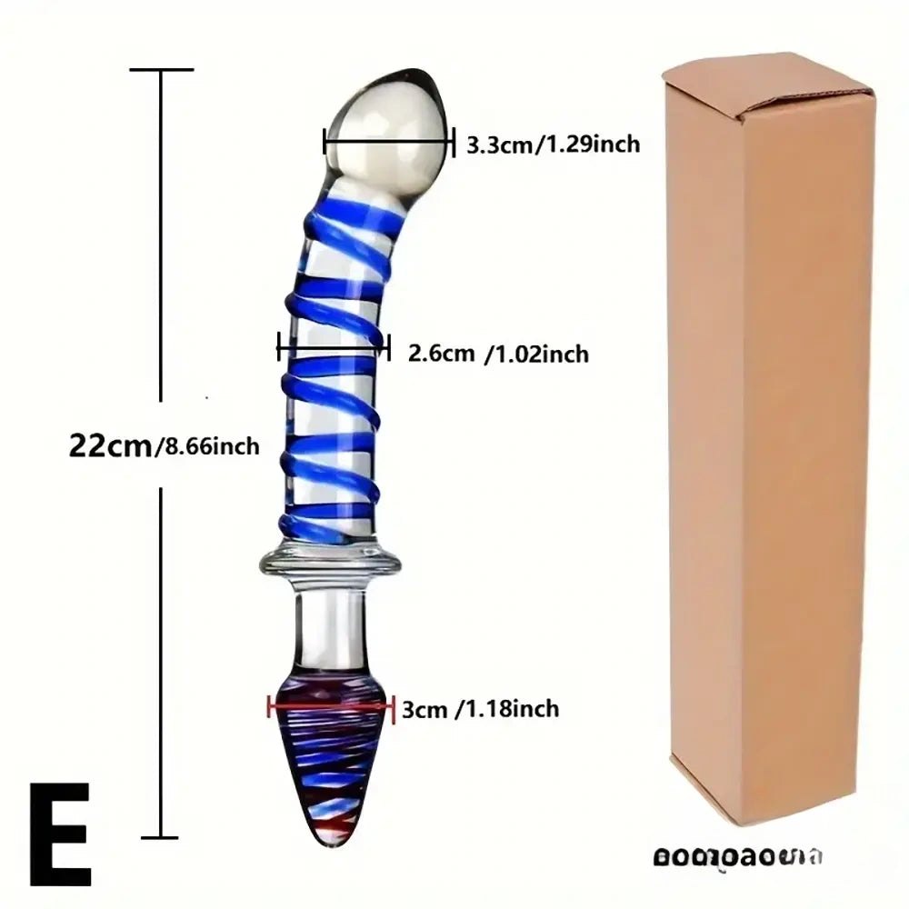 Spiral Swirl Glass Dildo - Clear Glass Dildo Set