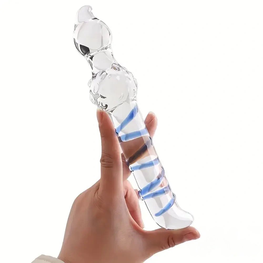 Spiral Swirl Glass Dildo - Clear Glass Dildo Set