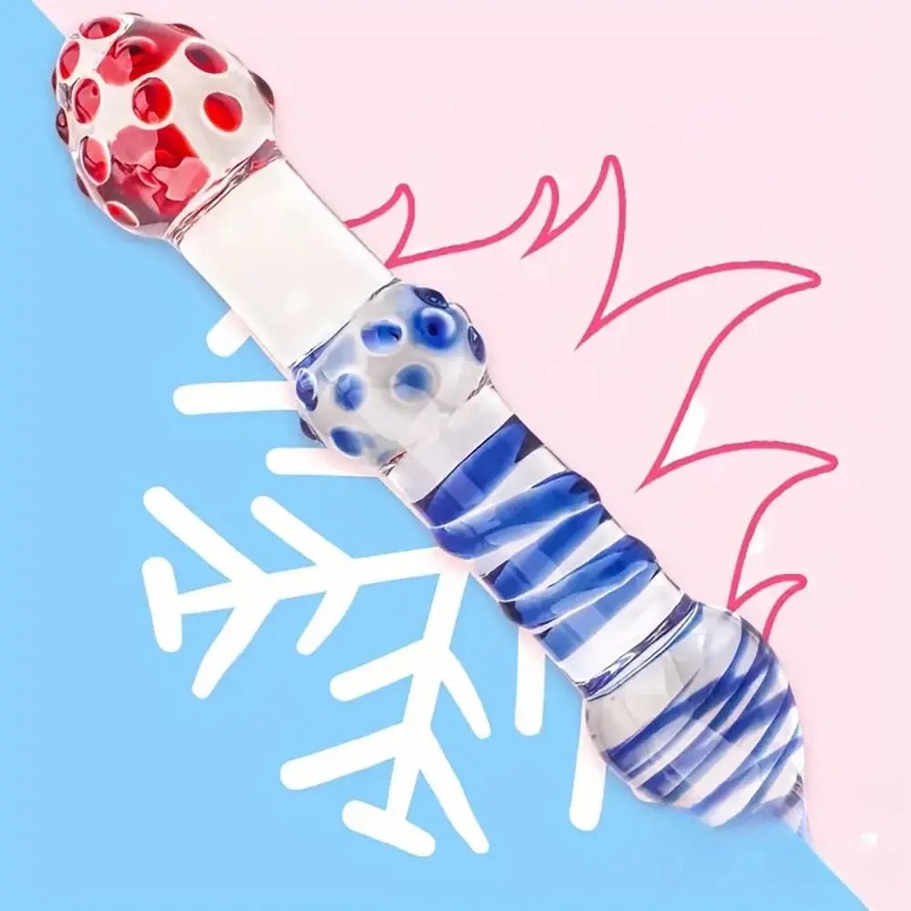 Spiral Swirl Glass Dildo - Clear Glass Dildo Set