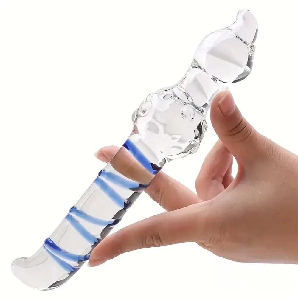 Spiral Swirl Glass Dildo - Clear Glass Dildo Set