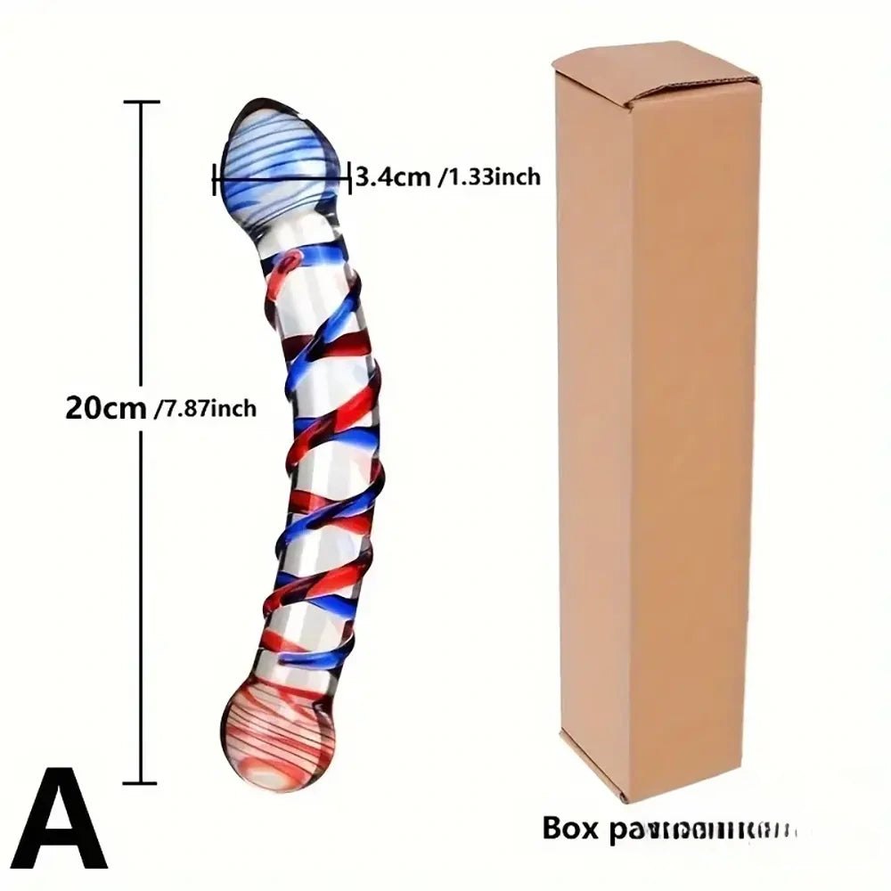 Spiral Swirl Glass Dildo - Clear Glass Dildo Set