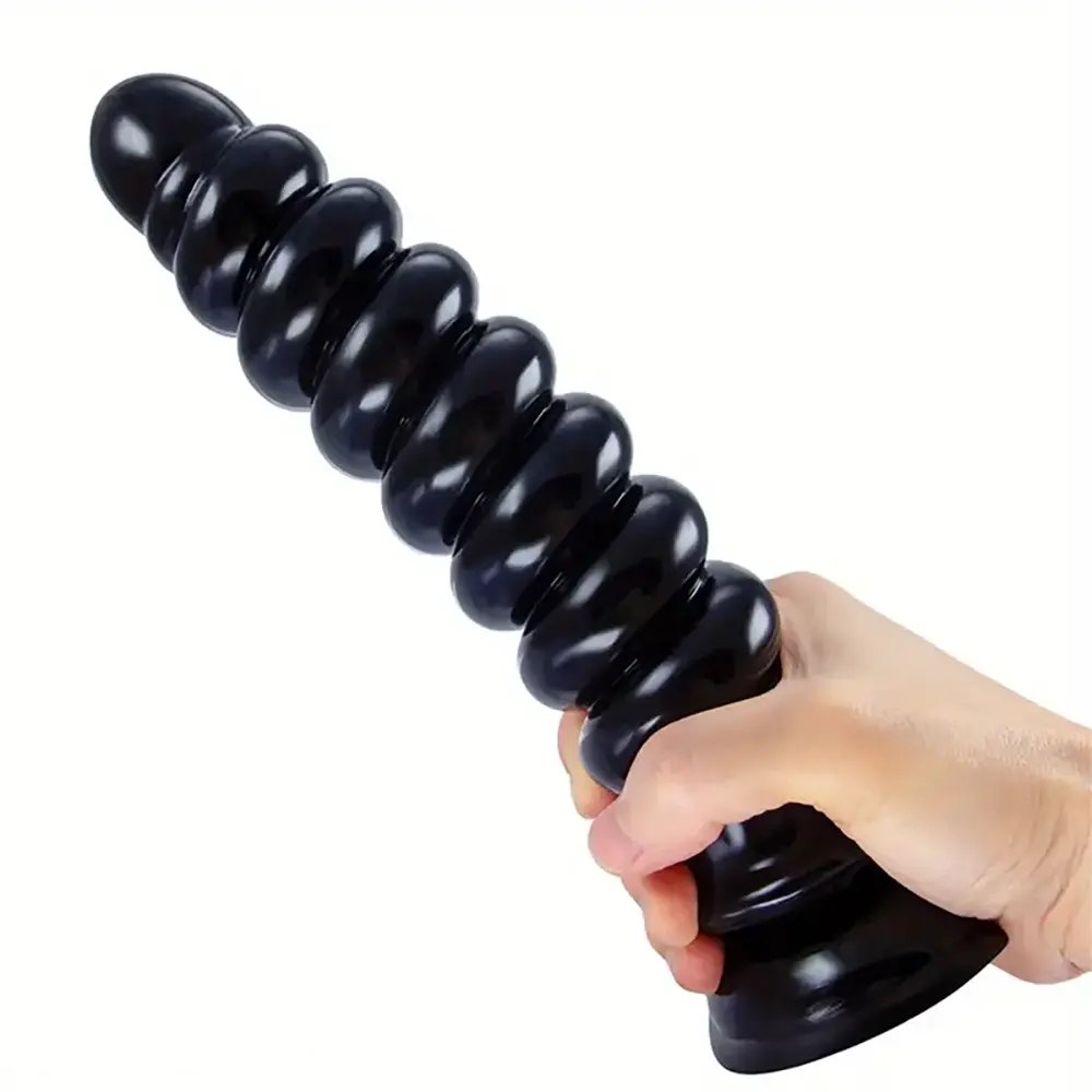 Spiral Twist Anal Dildo 9in - Ribbed PVC Anal Toy