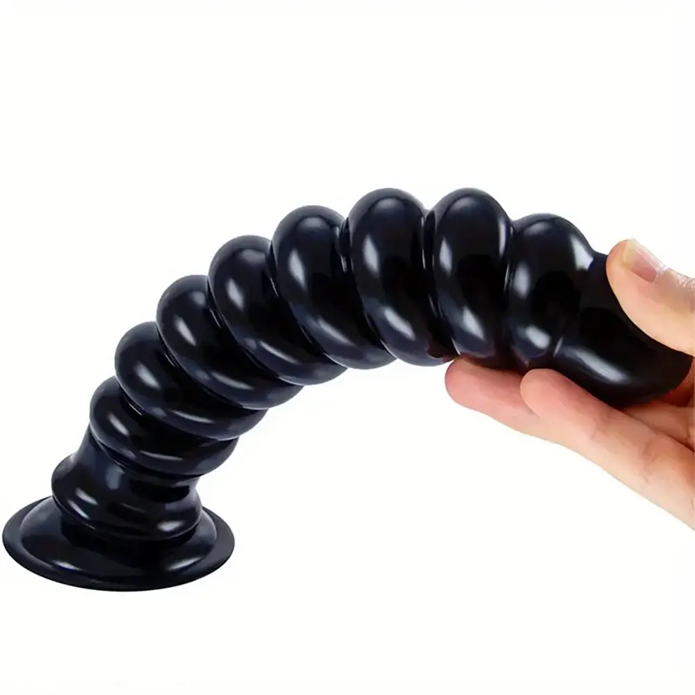 Spiral Twist Anal Dildo 9in - Ribbed PVC Anal Toy
