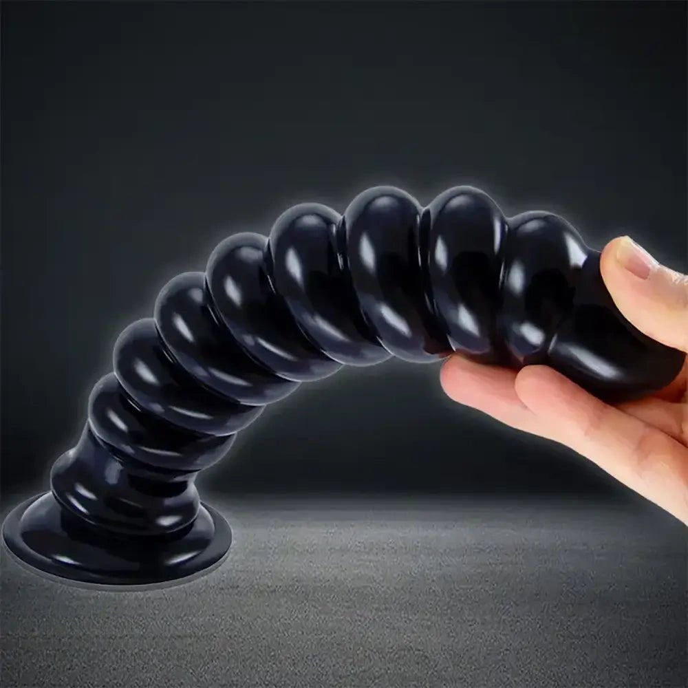 Spiral Twist Anal Dildo 9in - Ribbed PVC Anal Toy