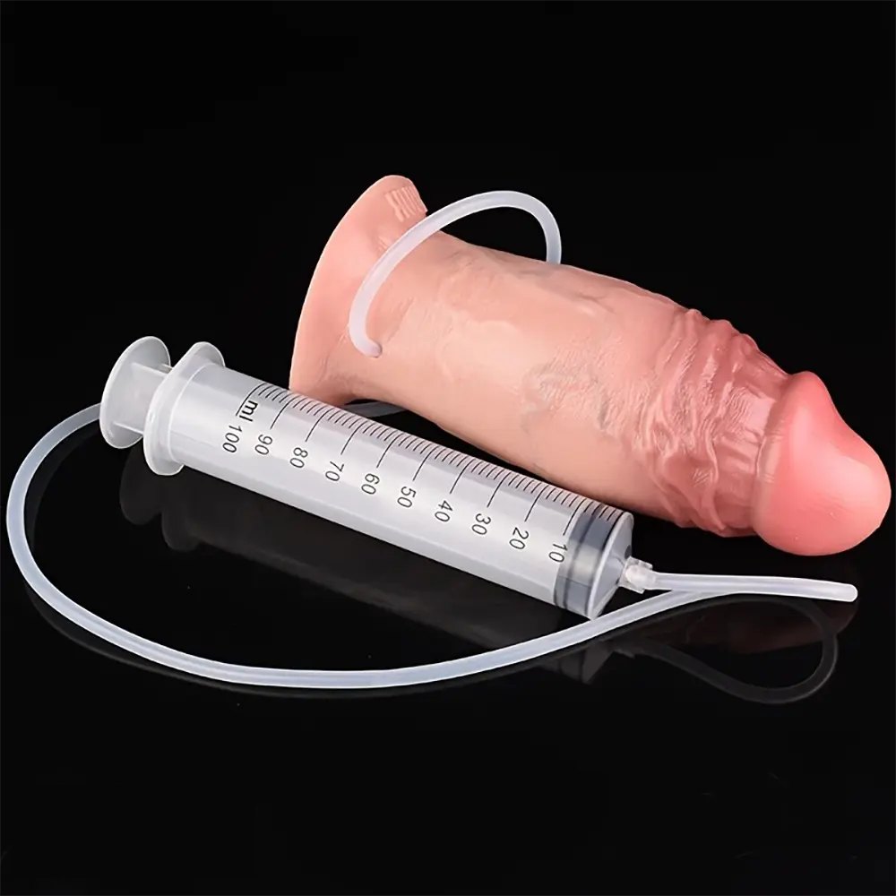 Squirting Realistic Dildo 7.4 in - Suction Cup Dildo Kit