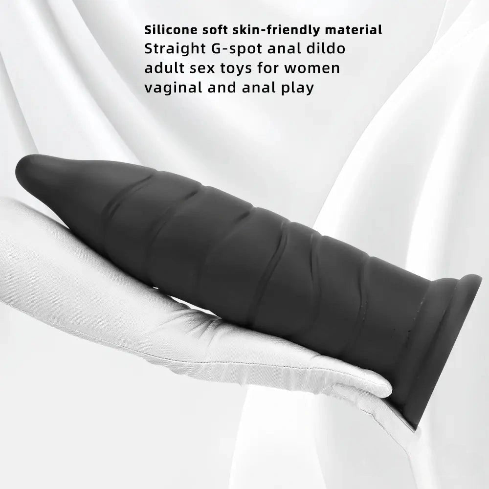 Straight Ribbed G-Spot Dildo - Silicone G-Spot Toy