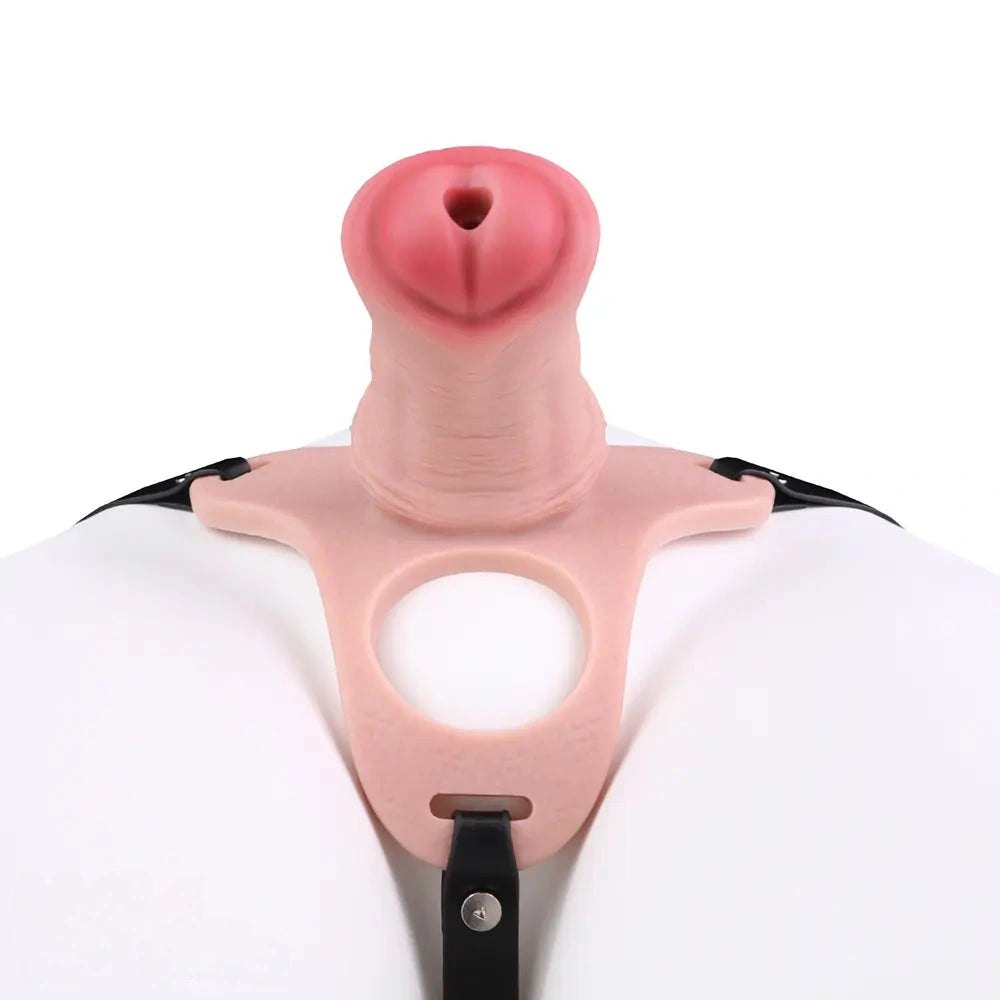 Strap-On Chastity Dildo - Silicone Strap On Harness