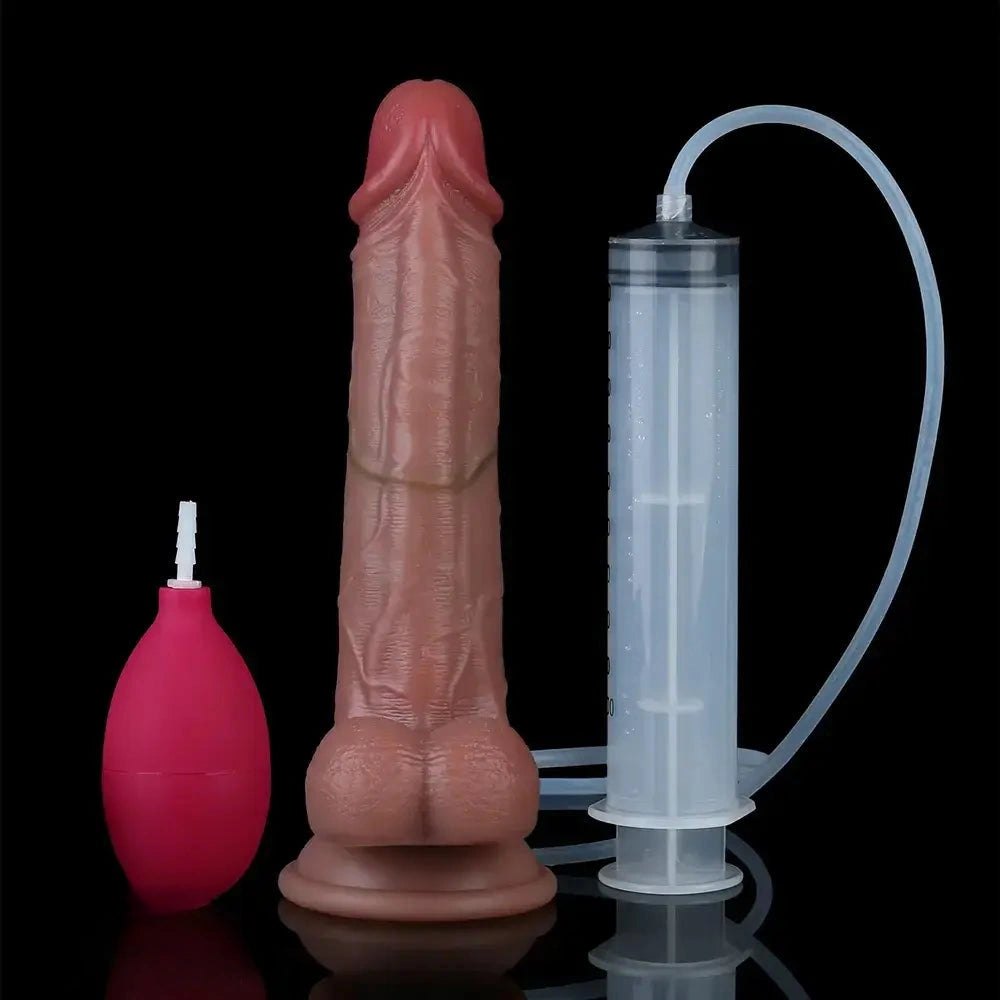 Strap-On Dildo With Pump 8in - Strap-On Harness Dildo