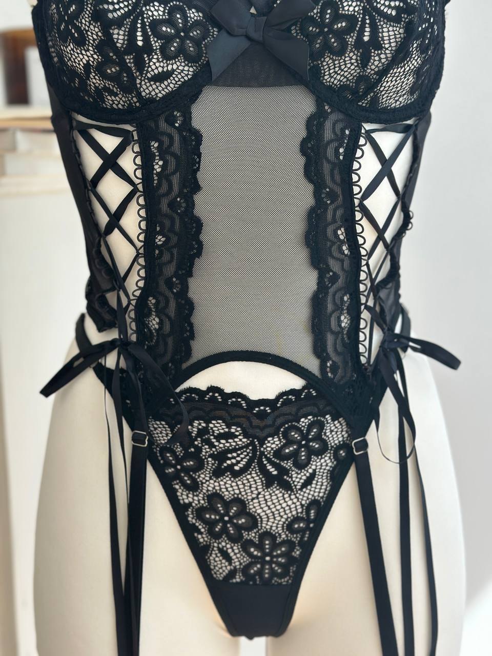 Strappy Cutout Lace Bodysuit - Lingerie Bodysuit for Women