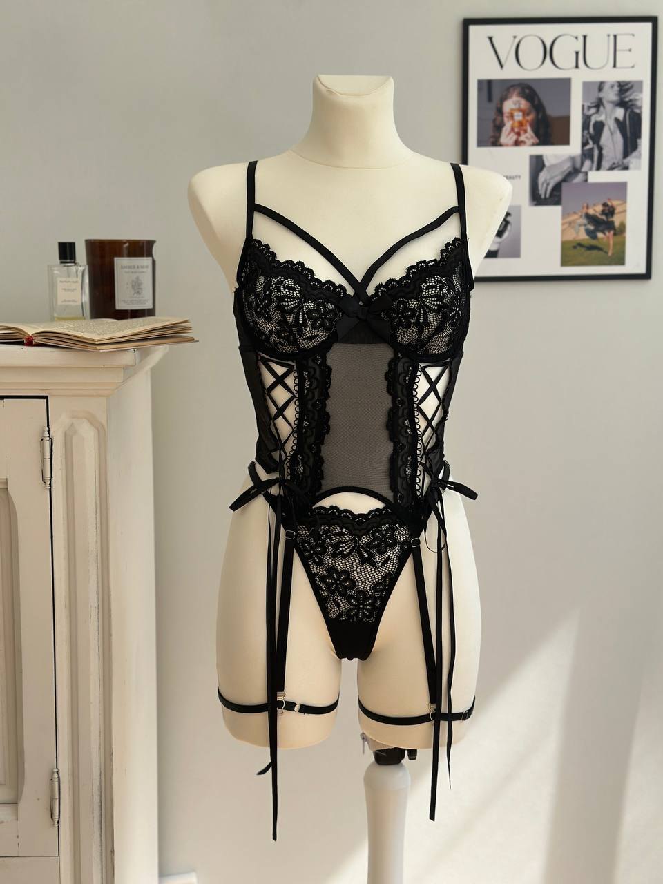 Strappy Open Cup Lace Bodysuit - Lingerie Bodysuit for Women