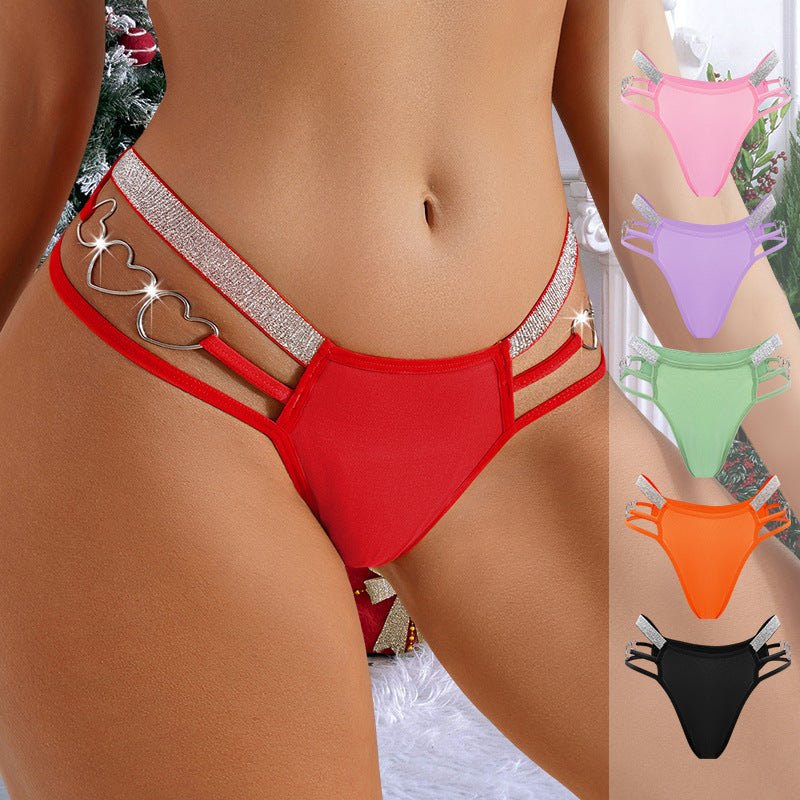 Strappy Heart Button Thong - Sexy G String Thong
