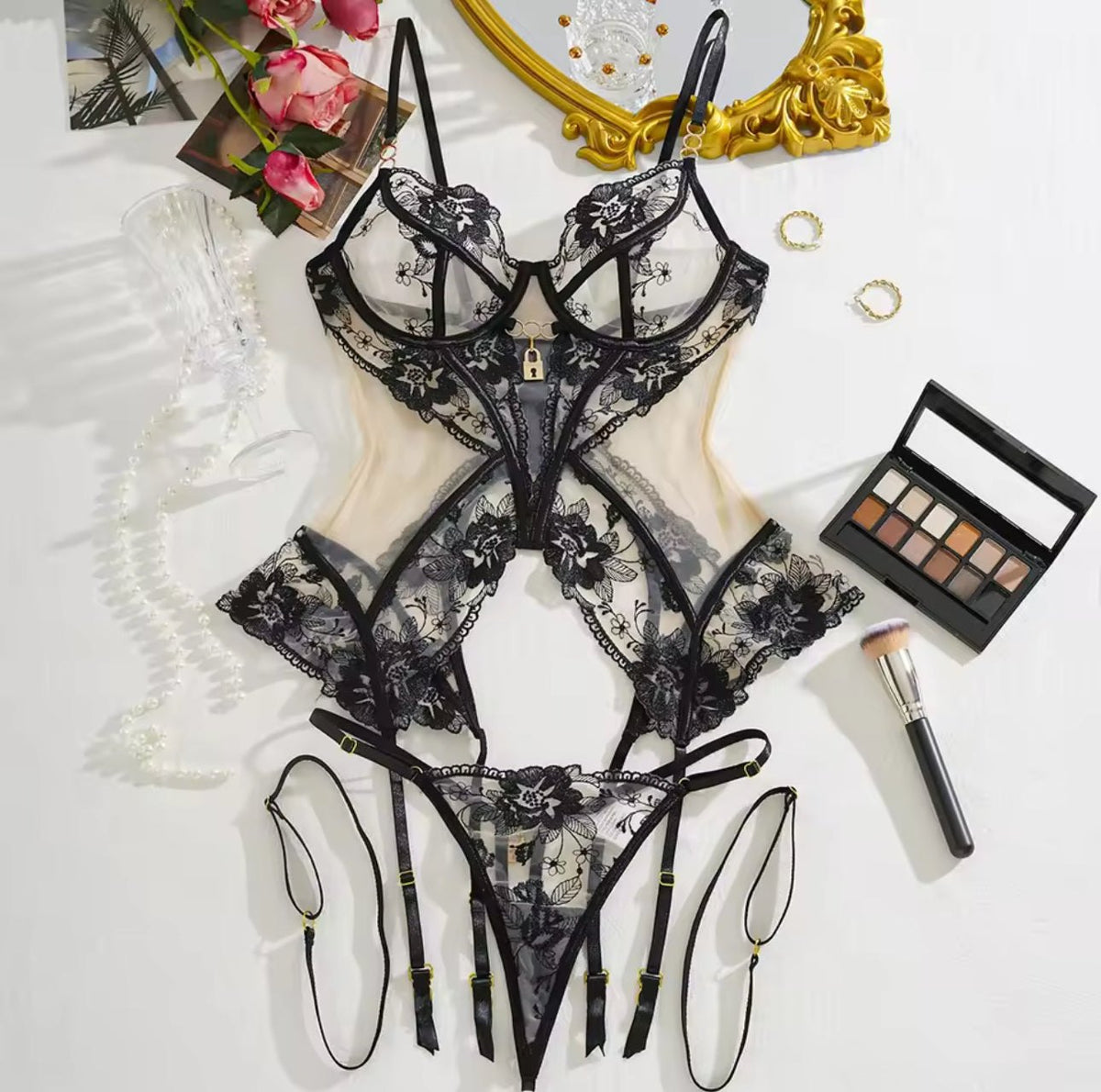 Bold Strappy Lace Bodysuit - Lingerie Bodysuit for Women