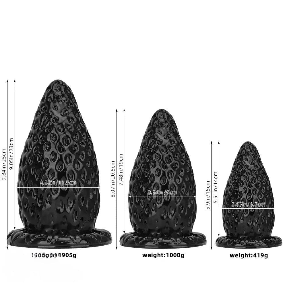 Strawberry Anal Plug, 3 Sizes - Thick PVC Butt Plug