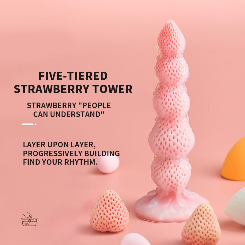 Strawberry Tower Suction Cup Dildo - Fantasy Dildo, 2 Sizes