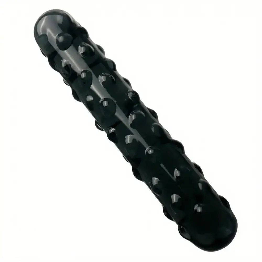 Studded Curve Glass Dildo - Textured Glass Dildo