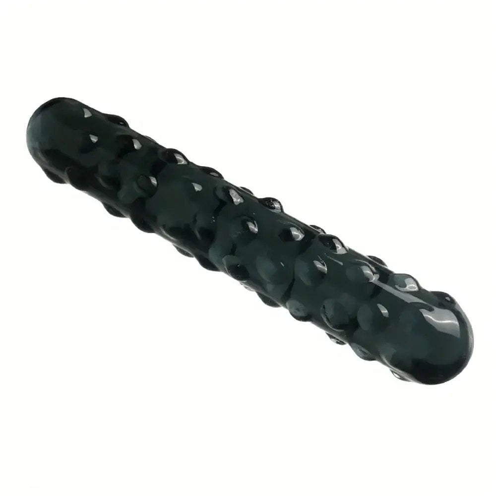 Studded Curve Glass Dildo - Textured Glass Dildo