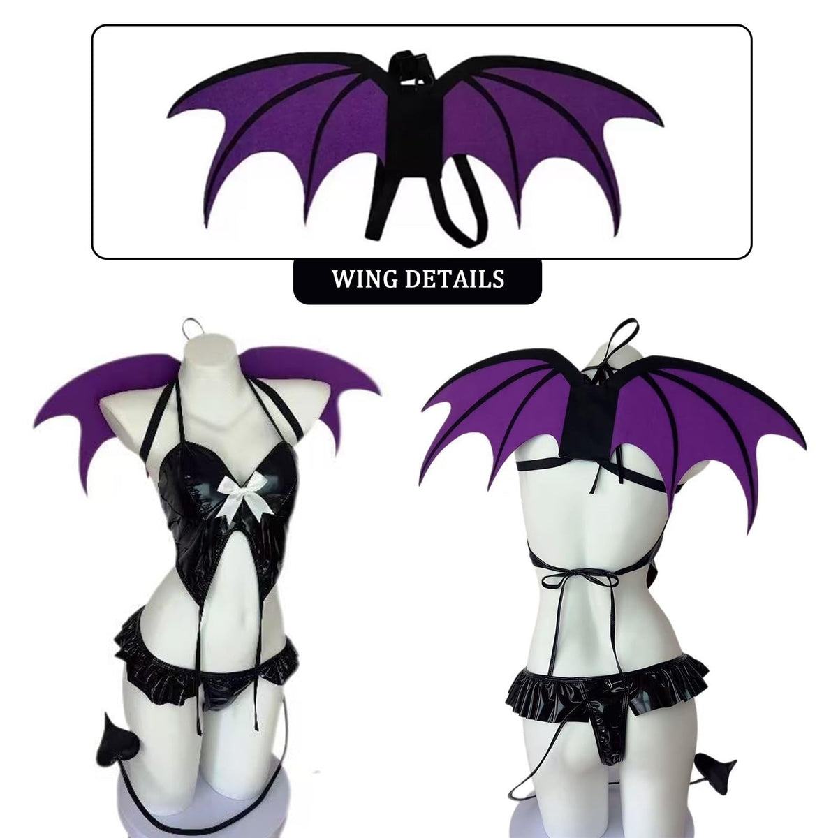 Succubus Patent Leather Costume Set - Sexy Roleplay Costume