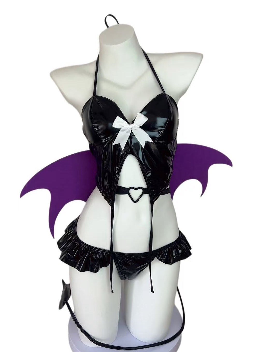 Succubus Patent Leather Costume Set - Sexy Roleplay Costume
