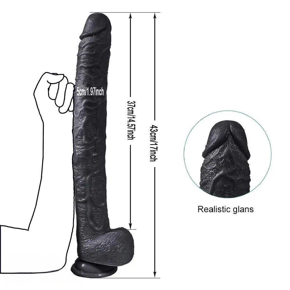 Suction Cup Phallus Dildo 17in - Lifelike Realistic Dildo