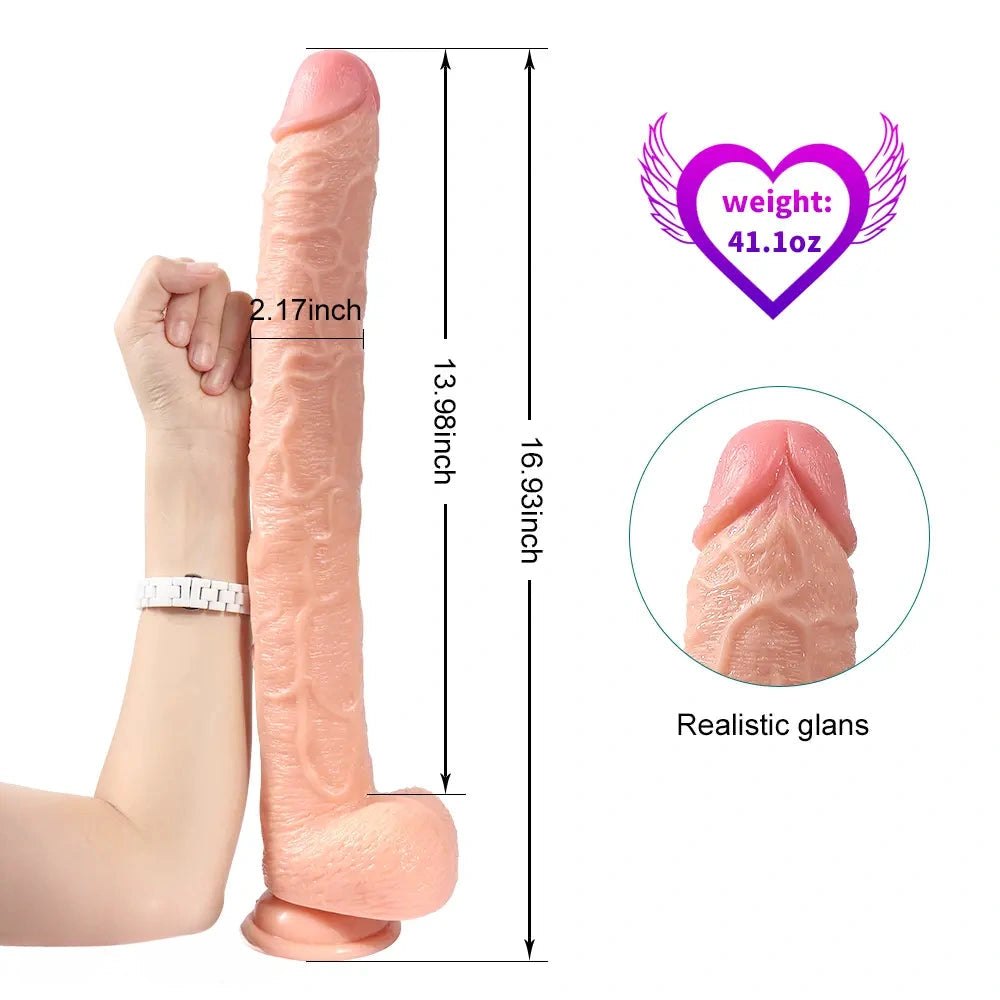 Suction Cup Phallus Dildo 17in - Lifelike Realistic Dildo