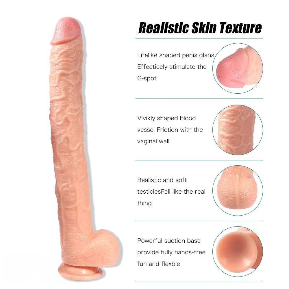 Suction Cup Phallus Dildo 17in - Lifelike Realistic Dildo