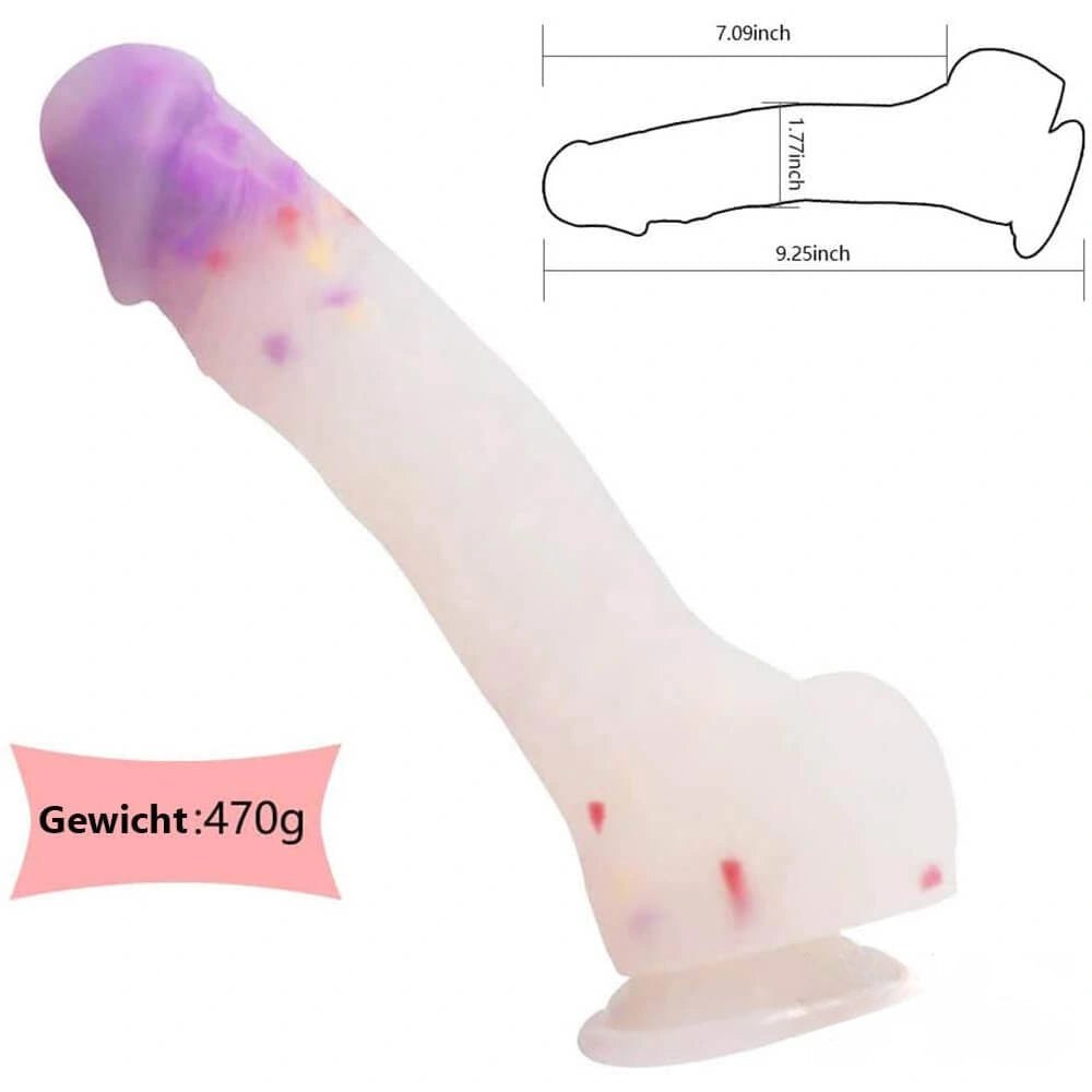 Suction Cup Dildo with Color Flecks - 9.25 In Silicone Dildo