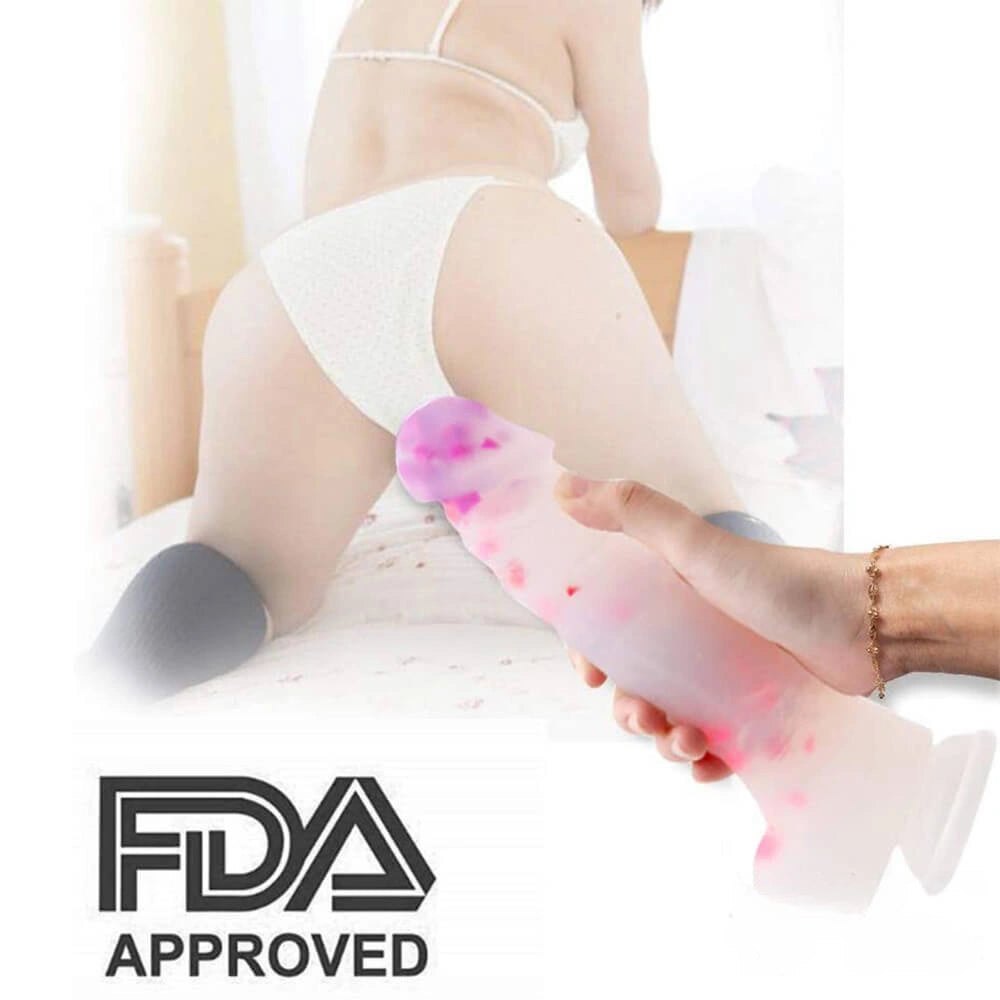 Suction Cup Dildo with Color Flecks - 9.25 In Silicone Dildo