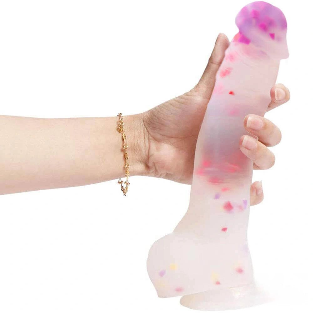 Suction Cup Dildo with Color Flecks - 9.25 In Silicone Dildo