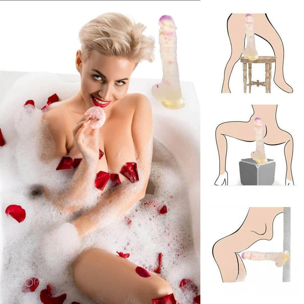 Suction Cup Dildo with Color Flecks - 9.25 In Silicone Dildo