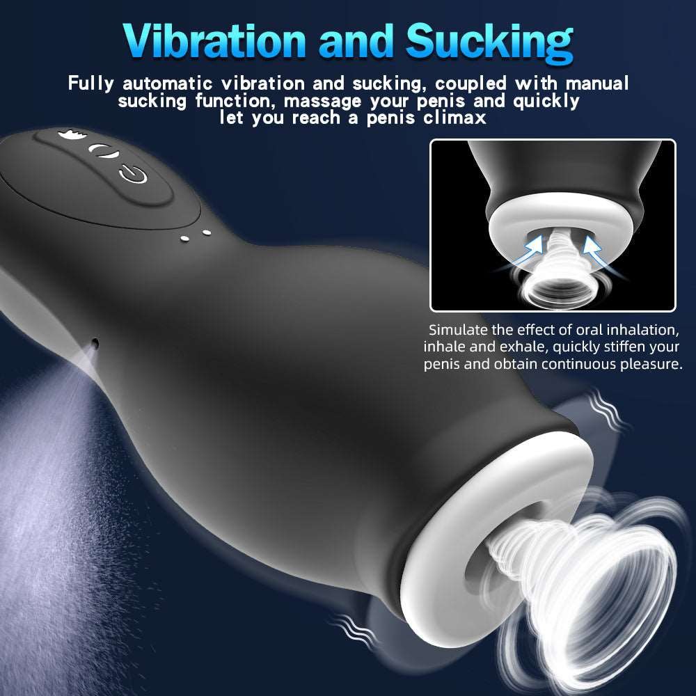 Suction Vibrating Stroker Cup - Waterproof Male Masturbator