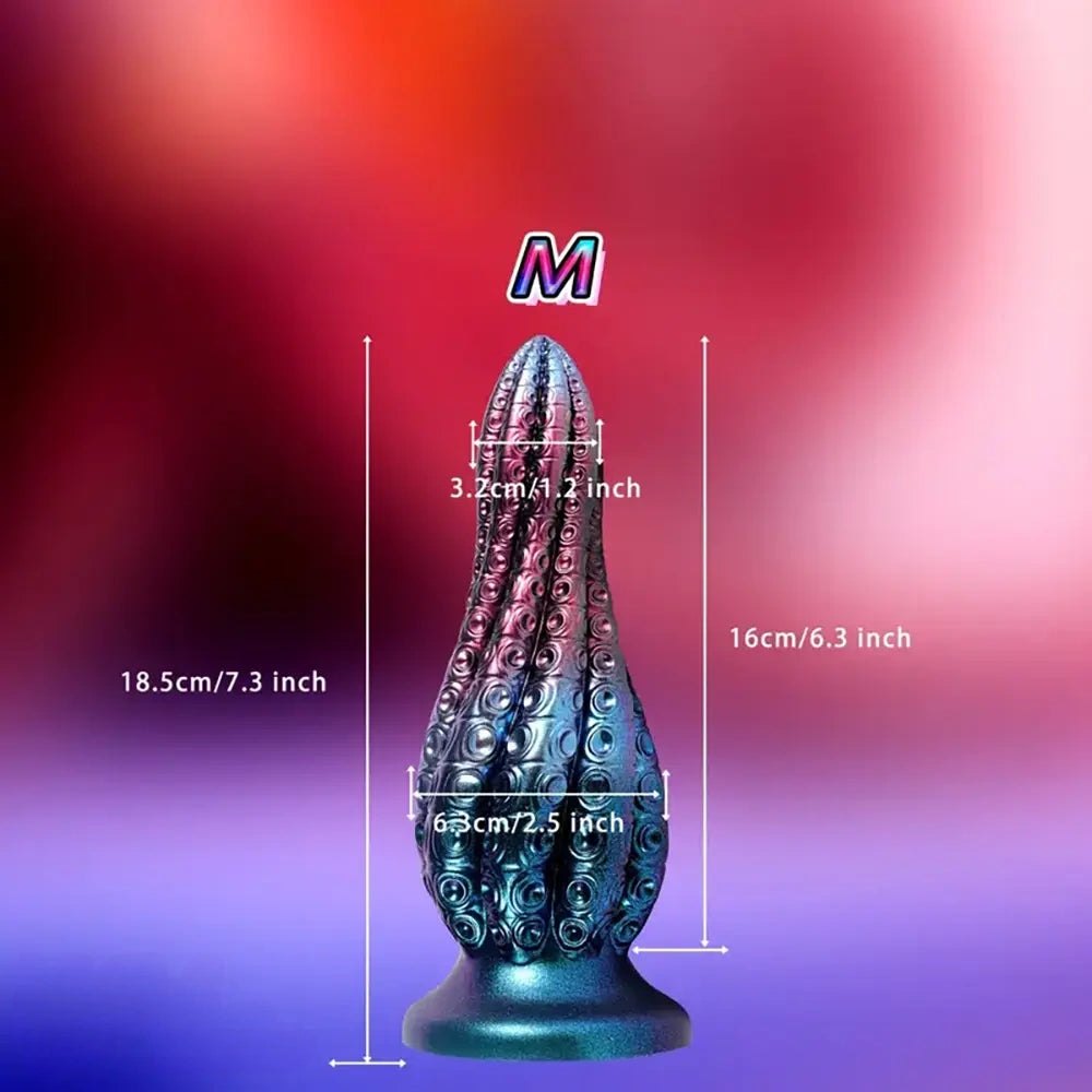 Tapered Ribbed Anal Dildo - Silicone Anal Dildo, Suction Base