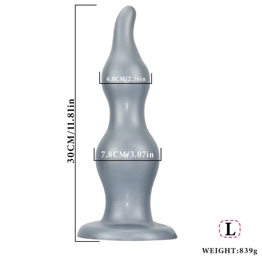 Tapered Ribbed Anal Plug - Gold Silver Butt Plug