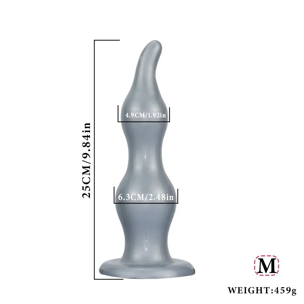 Tapered Ribbed Anal Plug - Gold Silver Butt Plug