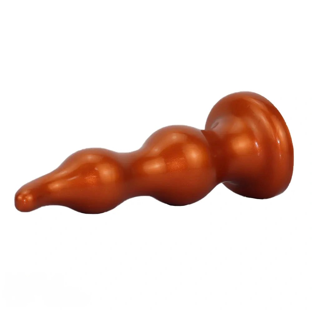 Tapered Ribbed Anal Plug - Gold Silver Butt Plug