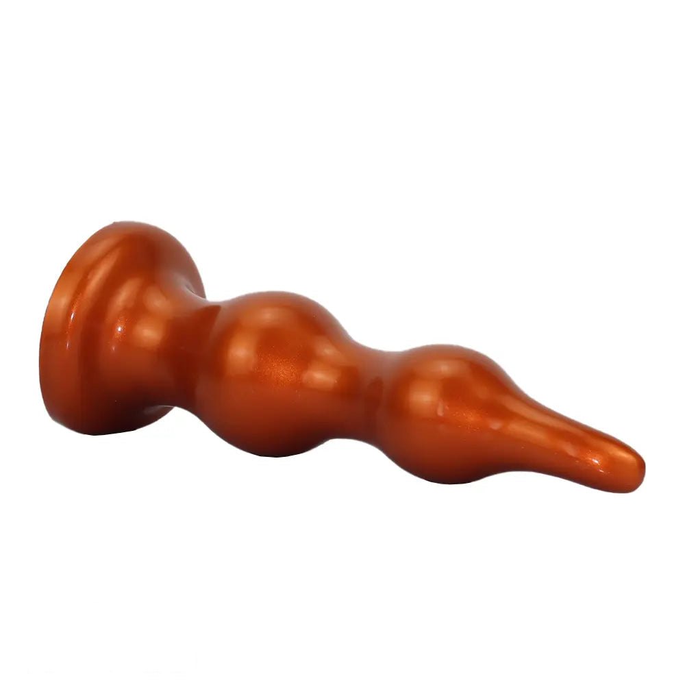 Tapered Ribbed Anal Plug - Gold Silver Butt Plug