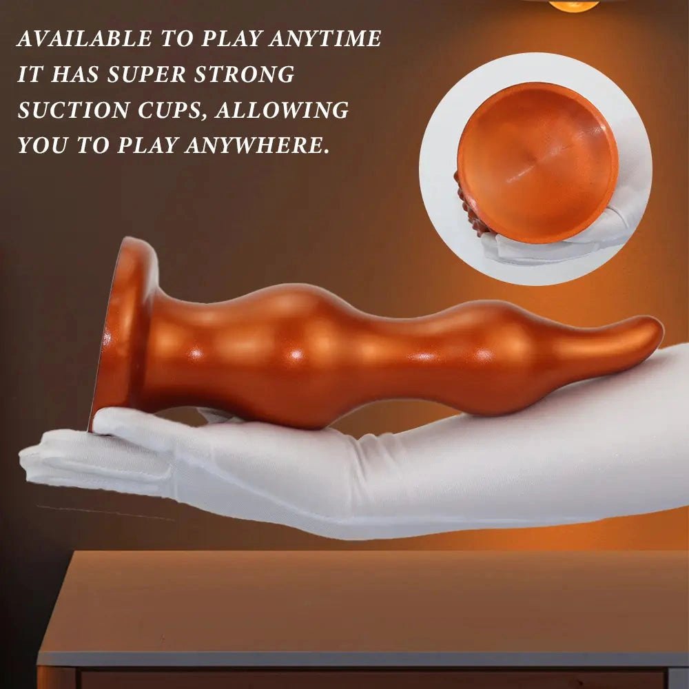 Tapered Ribbed Anal Plug - Gold Silver Butt Plug