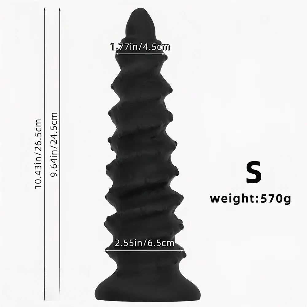Tapered Spiral Ribbed Silicone Dildo - Curved Dildo