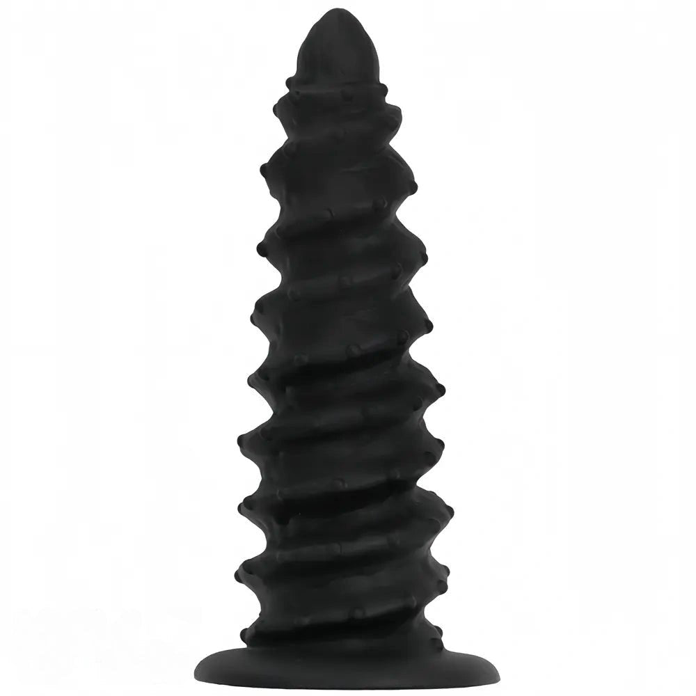 Tapered Spiral Ribbed Silicone Dildo - Curved Dildo
