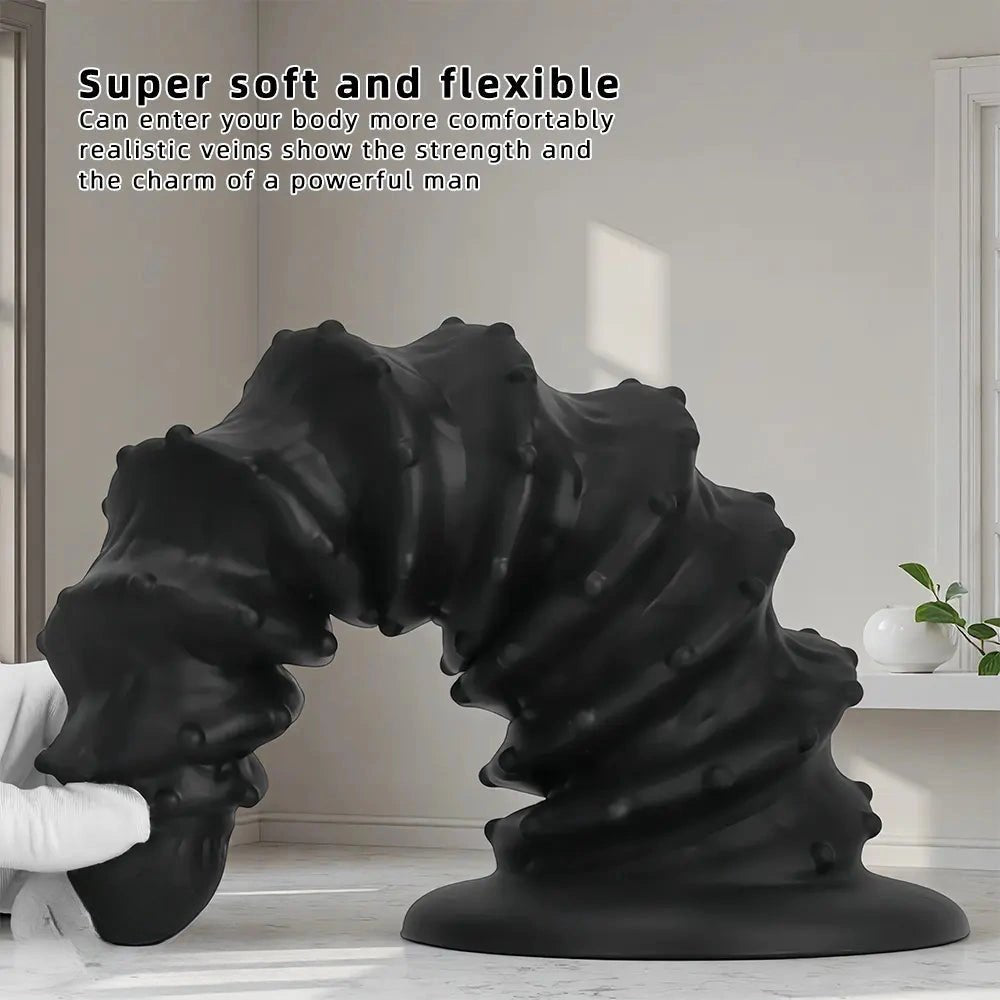 Tapered Spiral Ribbed Silicone Dildo - Curved Dildo