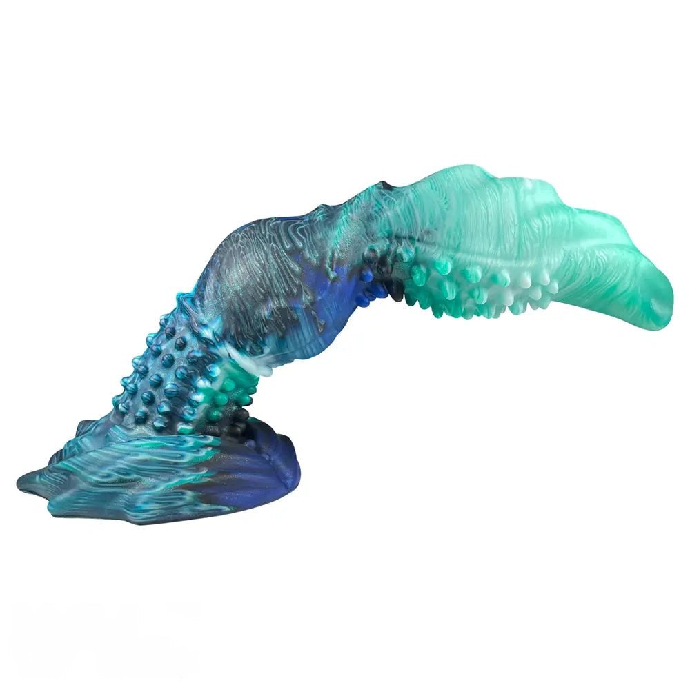 Teal Spiked Fantasy Dildo - Textured Monster Dildo 10 in