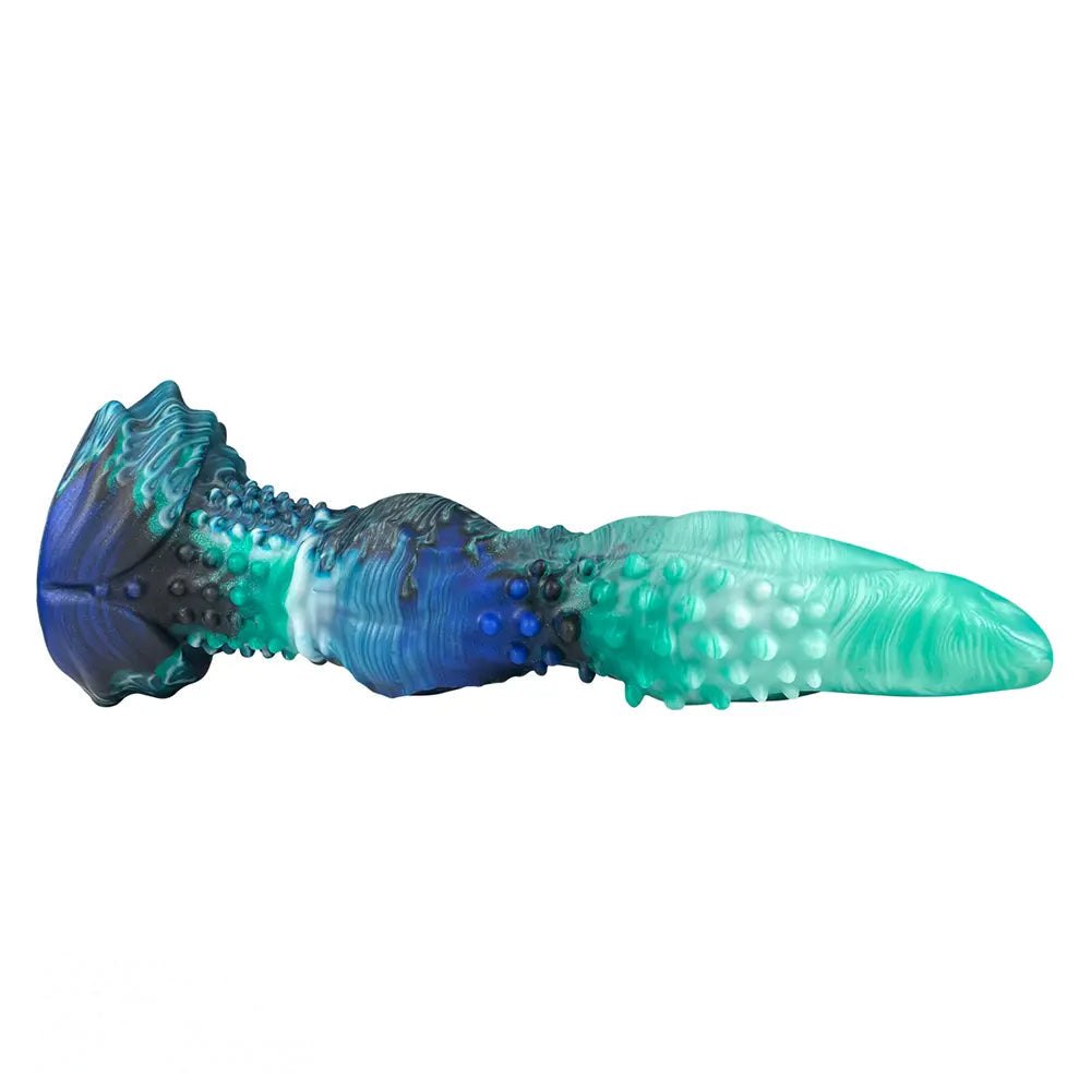 Teal Spiked Fantasy Dildo - Textured Monster Dildo 10 in