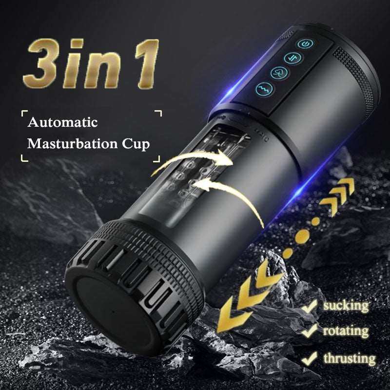Telescoping Suction Masturbator - Vibrating Male Masturbator