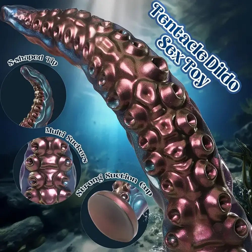 Tentacle Silicone Fantasy Dildo - Curved Suction Cup Base
