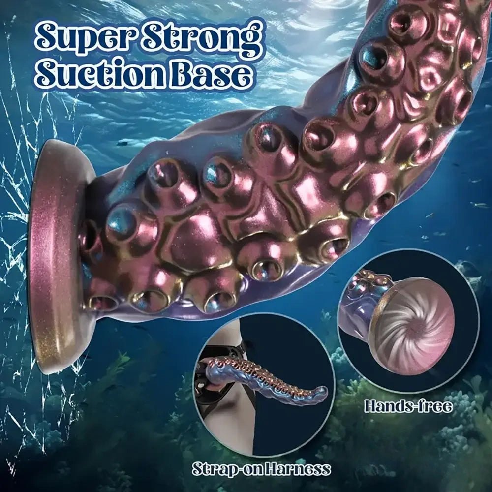 Tentacle Silicone Fantasy Dildo - Curved Suction Cup Base
